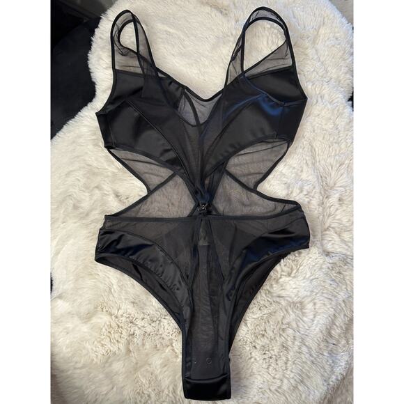 RARE🔥 Honey Birdette VESNA🖤 Black Mesh Panel Bodysuit Medium - Picture 4 of 6